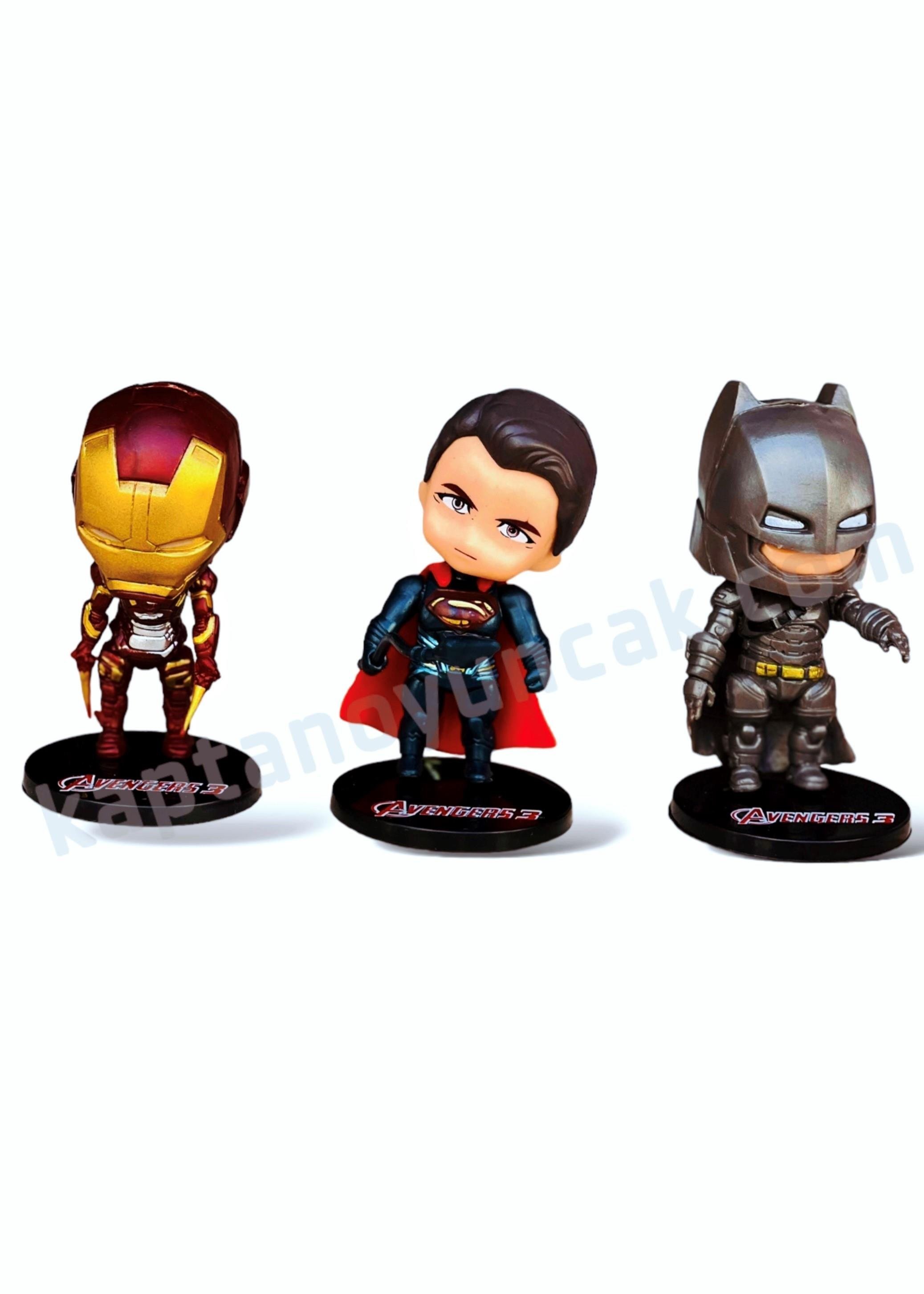 Avengers Süper Kahramanlar Mini 6'lı Figür Oyuncak Örümcek Adam Thor Kaptan Amerika İronman Batman Süper Kahraman