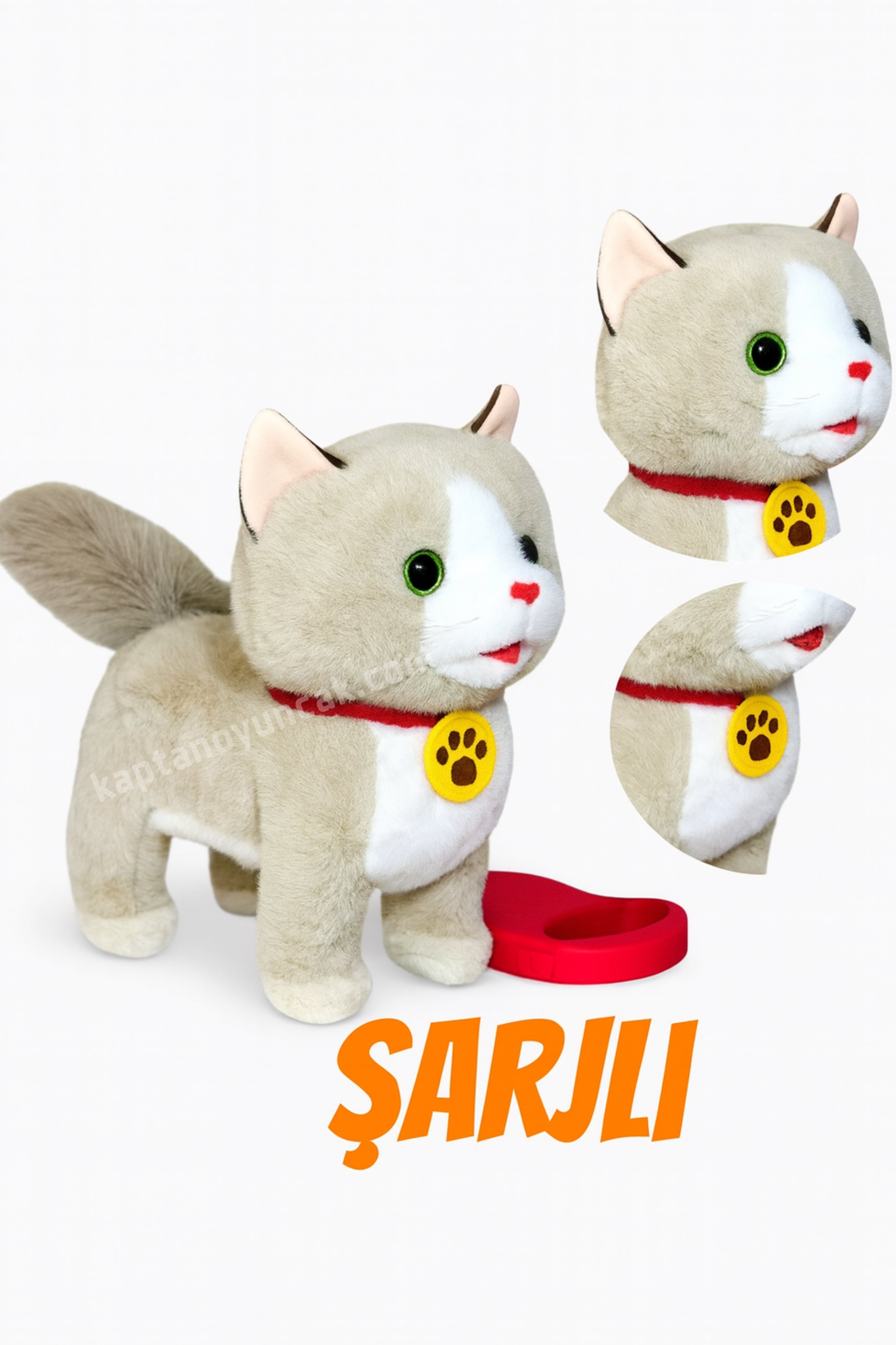 Tasmalı Dil Çıkartan Şarjlı Sesli Hareketli Sevimli Kedi Büyük Boy