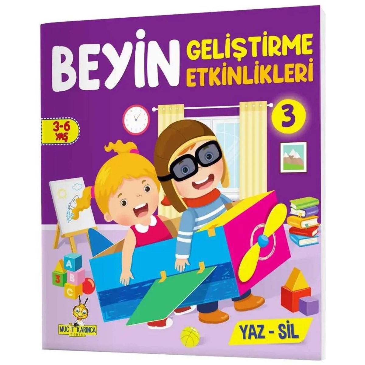 3-6 Yaş Beyin Geliştirme Etkinlikleri YAZ-SİL Kitaplar (Zeka Testleri, Dikkat Geliştirme, Kalem Tutma Becerisi, Mantıksal Düşünme, Bilişsel Beceriler)