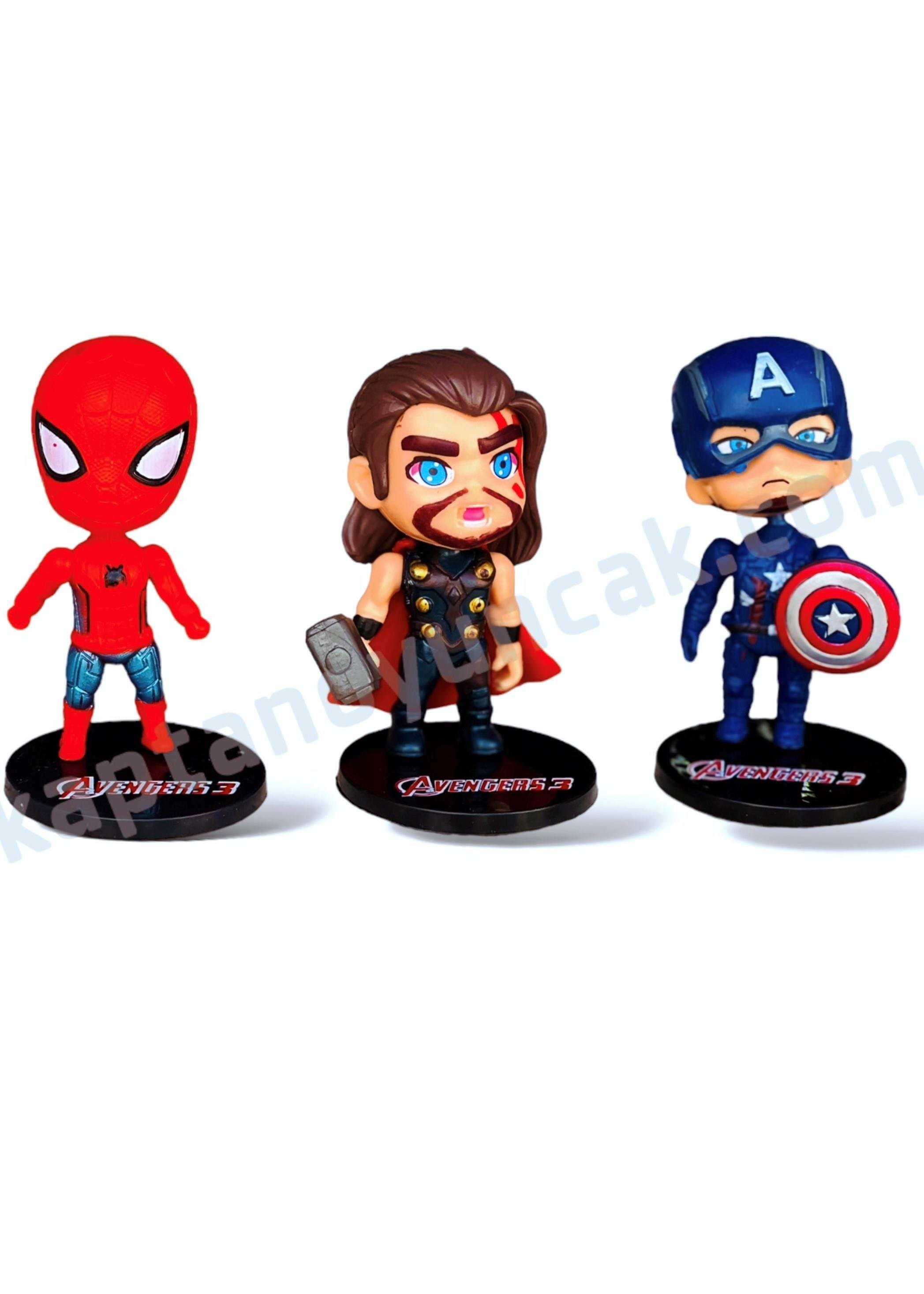 Avengers Süper Kahramanlar Mini 6'lı Figür Oyuncak Örümcek Adam Thor Kaptan Amerika İronman Batman Süper Kahraman