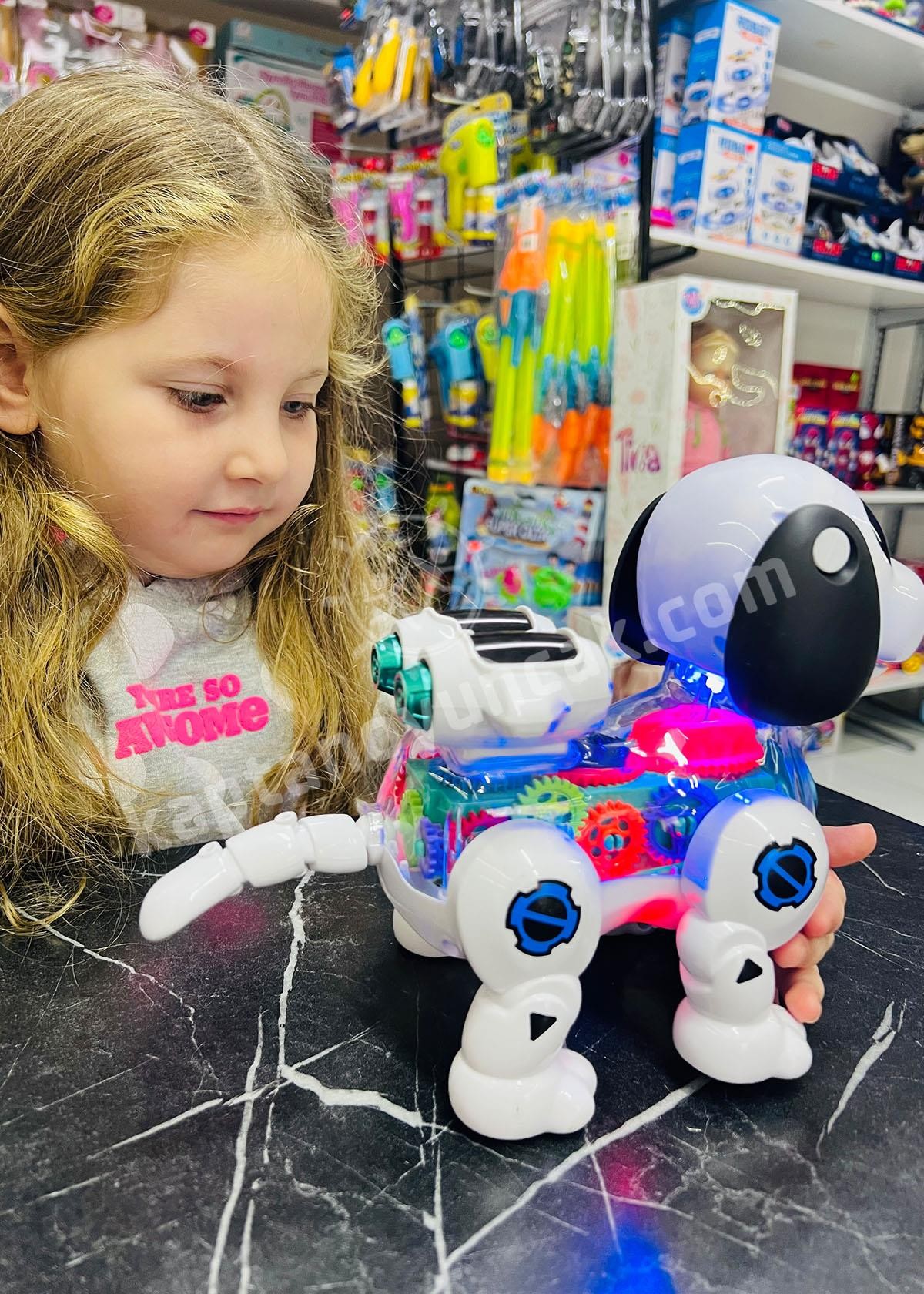 Müzikli Sesli Işıklı Şeffaf Robot Köpek