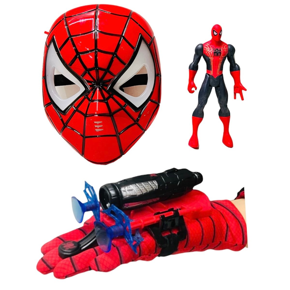 Avengers Işıklı Örümcek Adam Işıklı Örümcek Adam Maske Vantuz Fırlatan Örümcek Adam Eldiven Oyuncak Seti