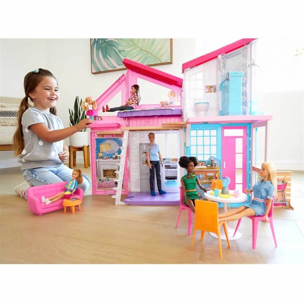 Barbie'nin Muhteşem Malibu Evi - Pembe Kutu - 6 Odalı