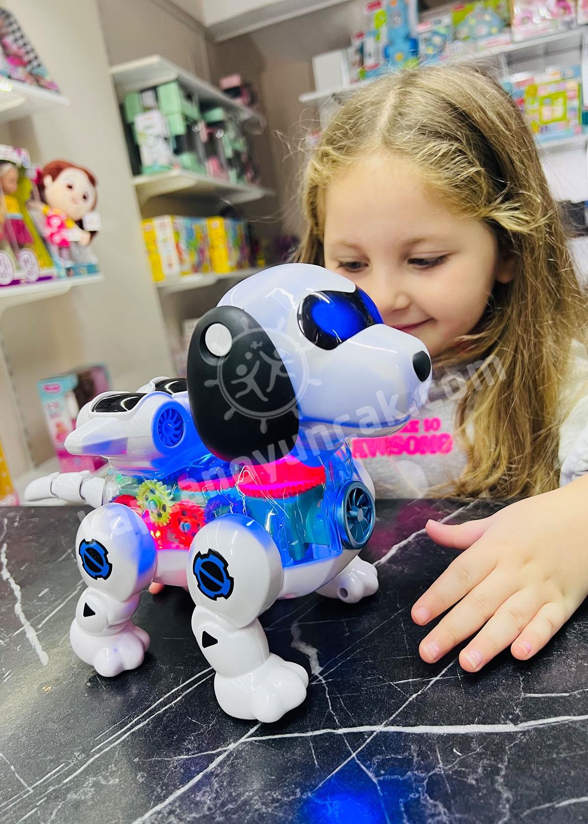 Müzikli Sesli Işıklı Şeffaf Robot Köpek