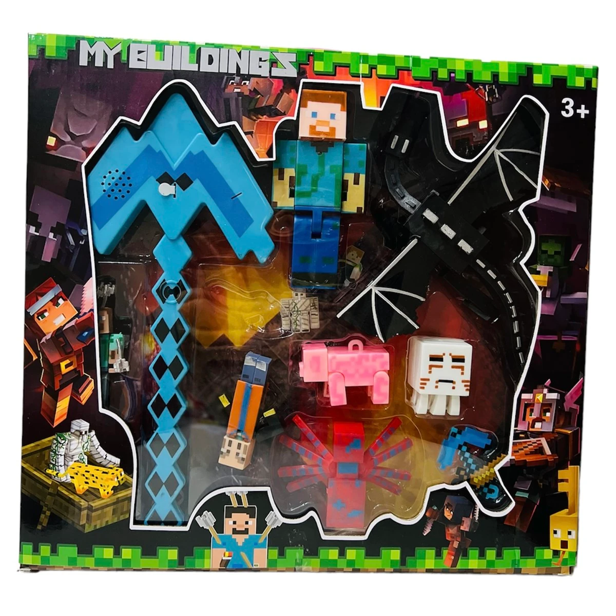 Minecraft Büyük Boy Sesli Işıklı Oyuncak Figür 10 Parça