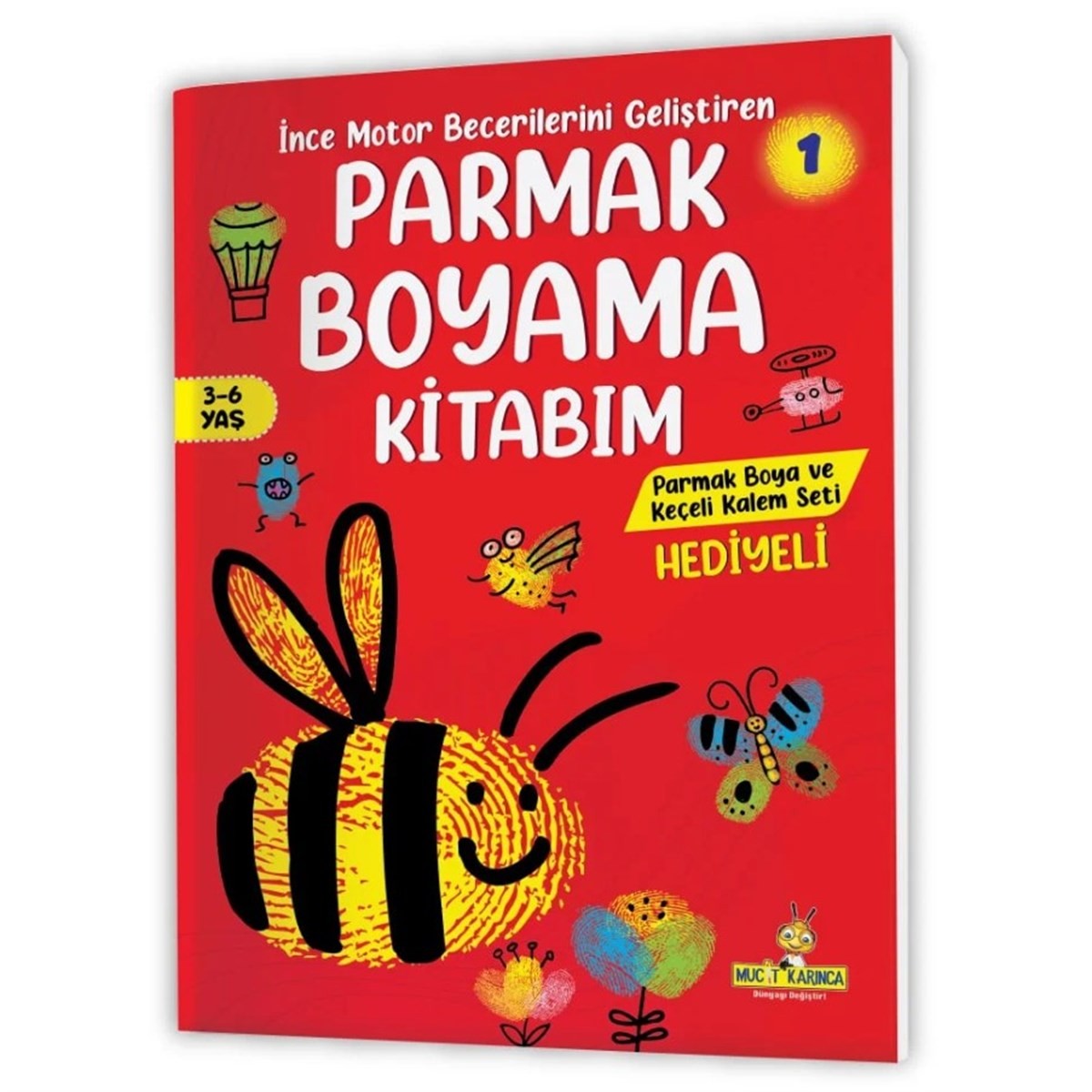 3-6 Yaş İnce Motor Becerilerini Geliştiren Parmak Boyama Kitabım Serisi (Parmak Boya ve Keçeli Kalem Seti Hediyeli)