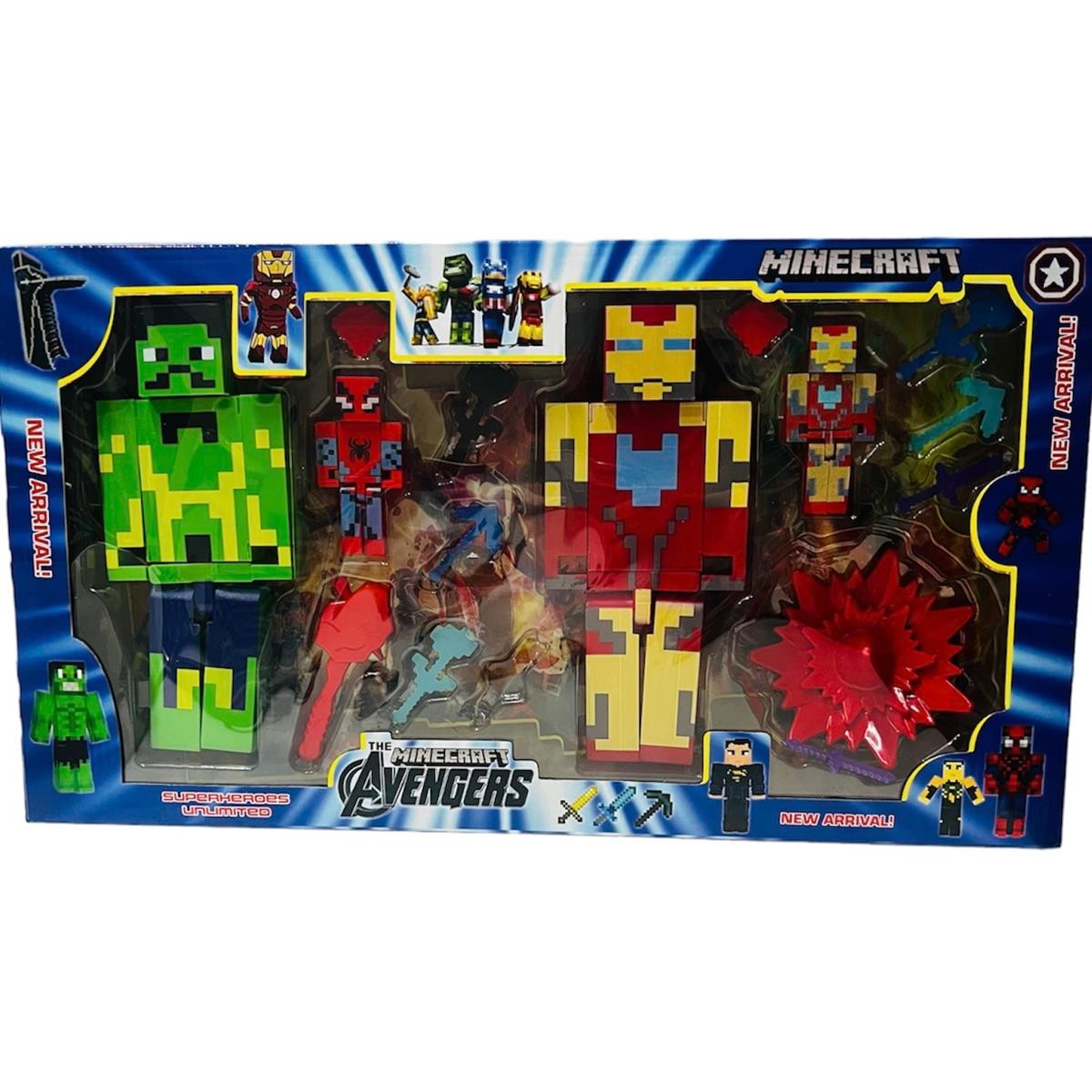 Minecraft Örümcek Adam İron Man Hulk Figür Oyuncak 15 Parça