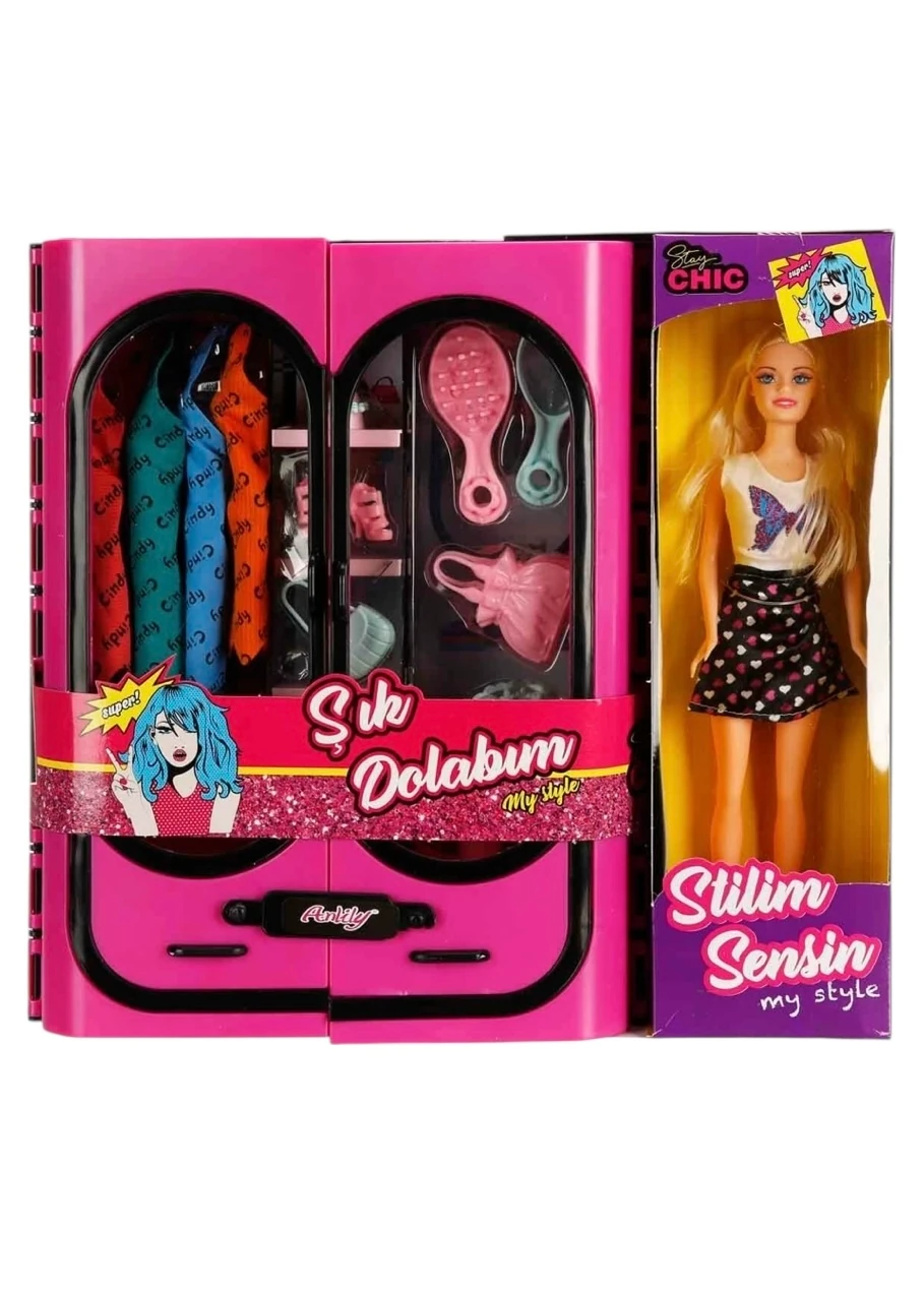 Stilim Sesin Barbie Bebek Elbise Gardıroplu Aksesuarlı Oyun Seti