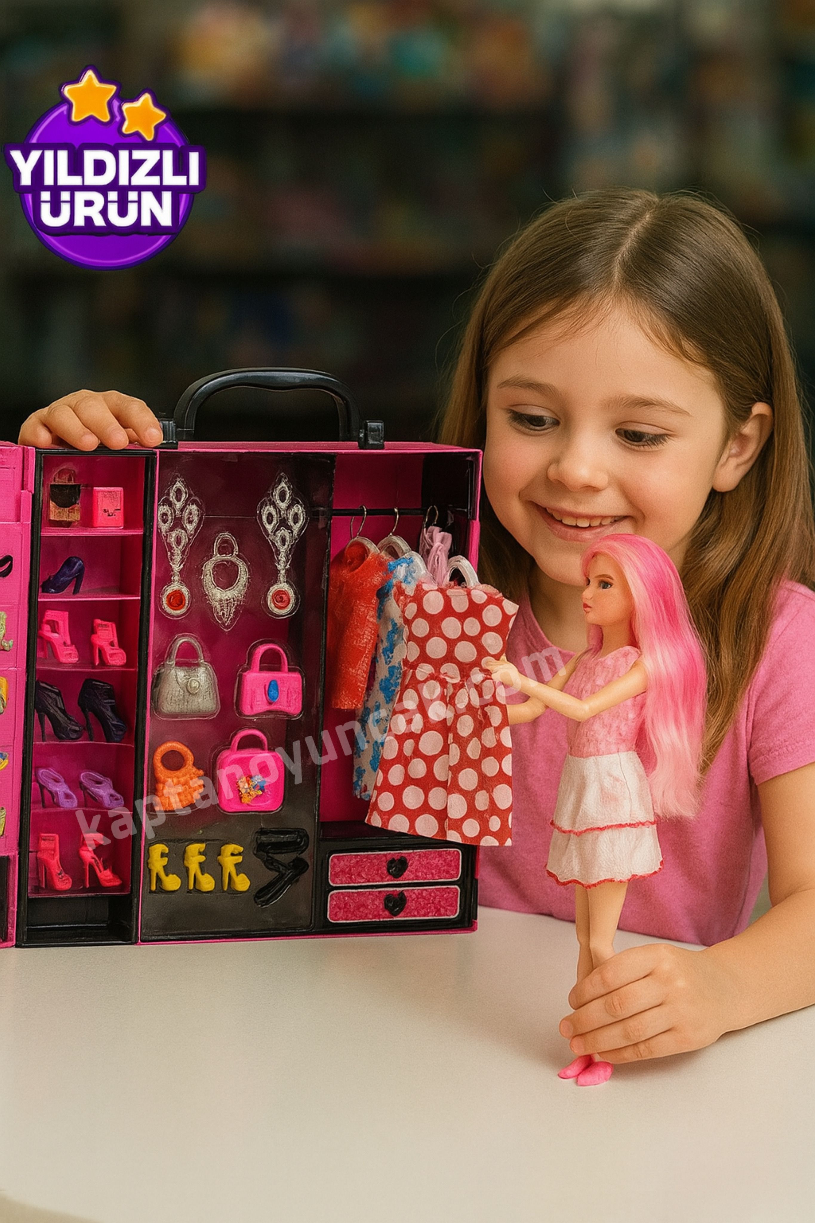 Beauty Barbie Bebek Elbise Gardroplu Aksesuarlı Oyun Seti