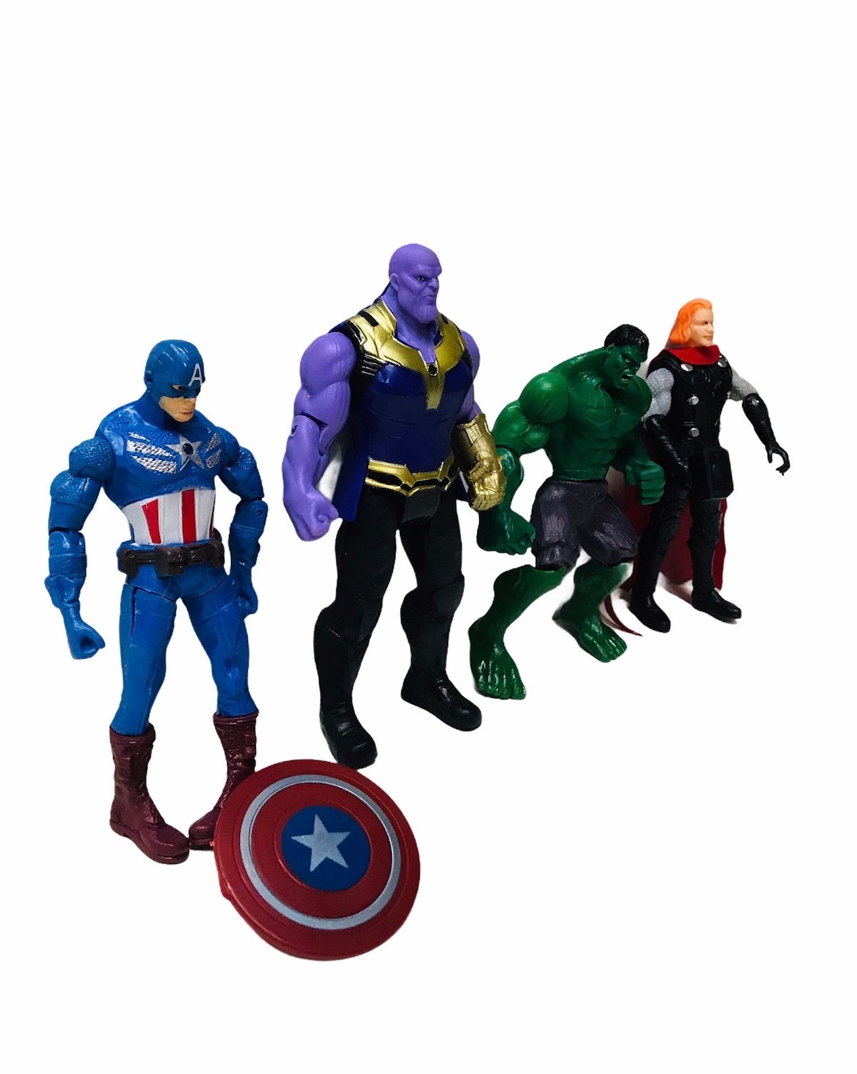 Avengers Süper Kahramanlar Kaptan Amerika Thanos Hulk Thor 4lü Işıklı Oyuncak - Süper Kahramanlar