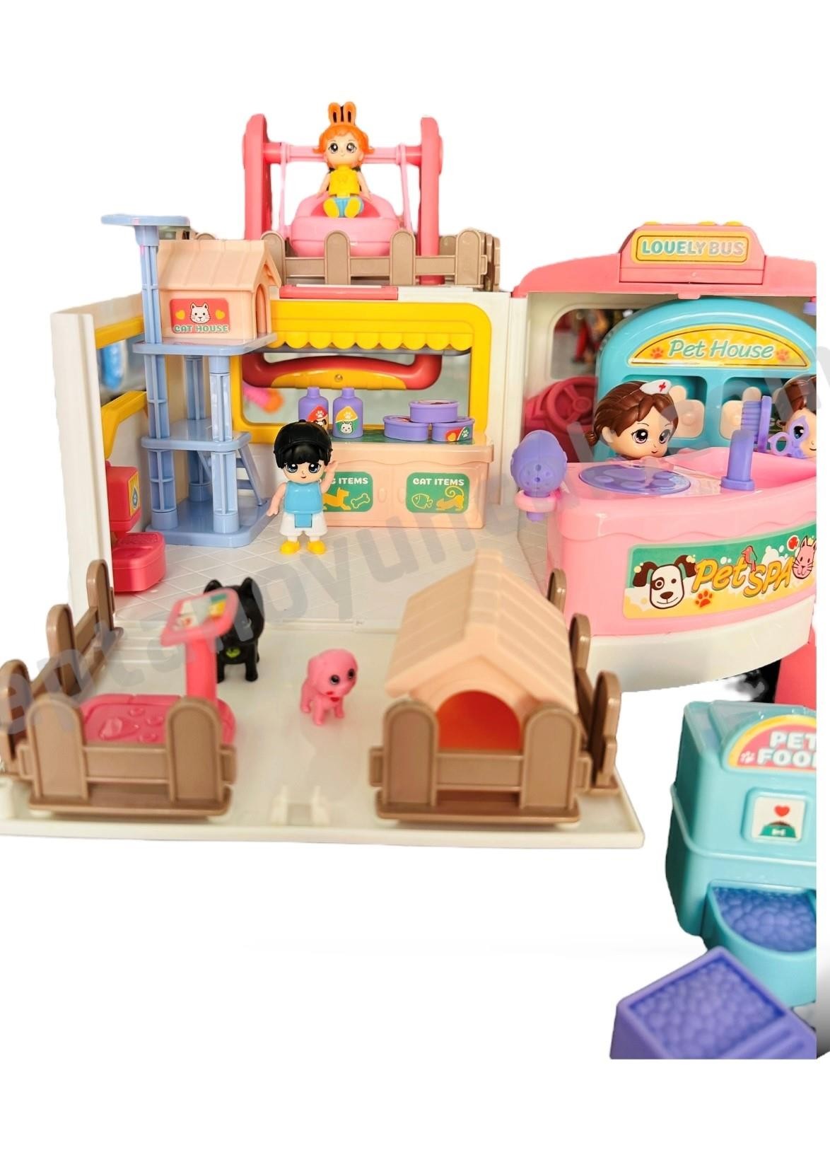 Vardem Büyük Boy Sesli Işıklı Aksesuarlı Veteriner Karavan Pet House