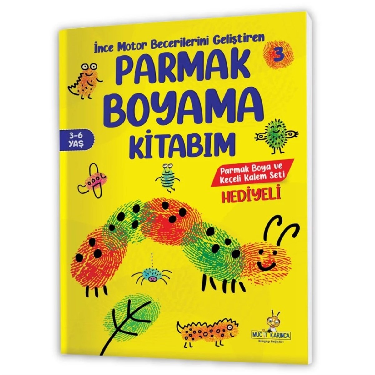3-6 Yaş İnce Motor Becerilerini Geliştiren Parmak Boyama Kitabım Serisi (Parmak Boya ve Keçeli Kalem Seti Hediyeli)