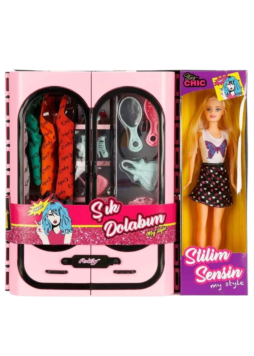 Stilim Sesin Barbie Bebek Elbise Gardıroplu Aksesuarlı Oyun Seti