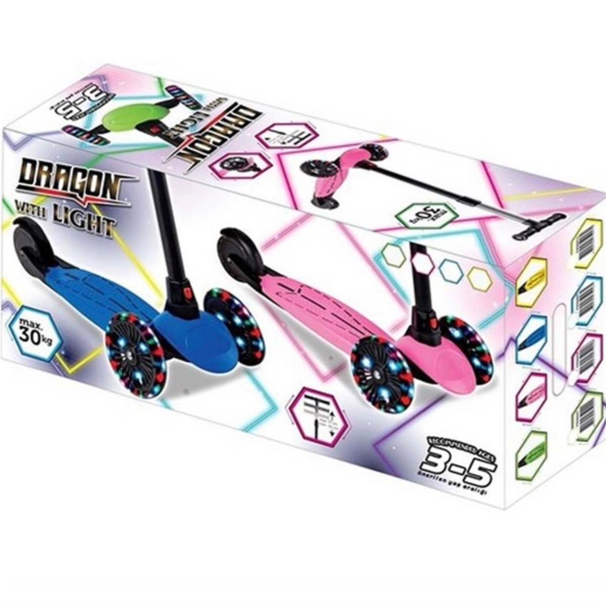 Cool Wheels Dragon Işıklı Scooter Pembe