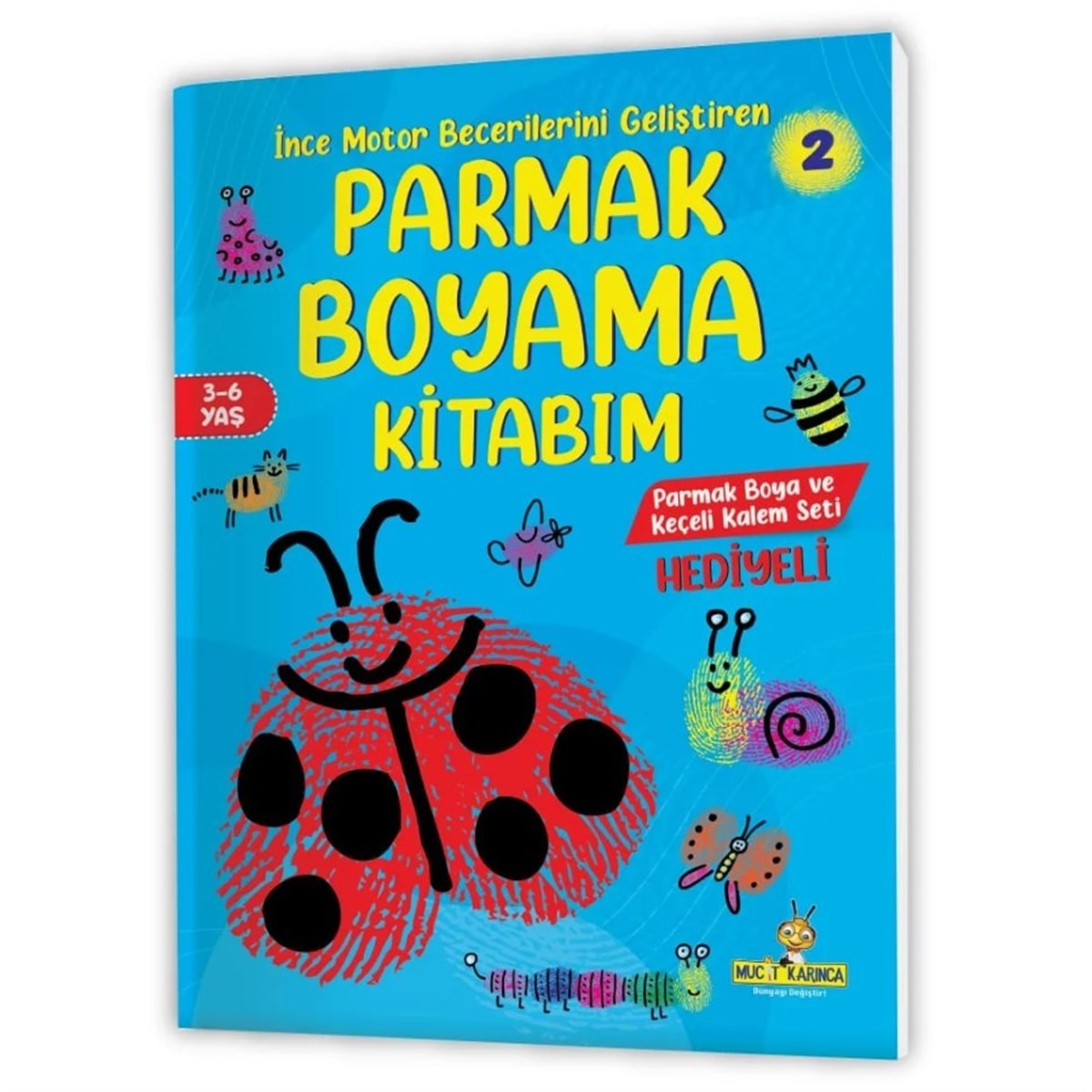 3-6 Yaş İnce Motor Becerilerini Geliştiren Parmak Boyama Kitabım Serisi (Parmak Boya ve Keçeli Kalem Seti Hediyeli)