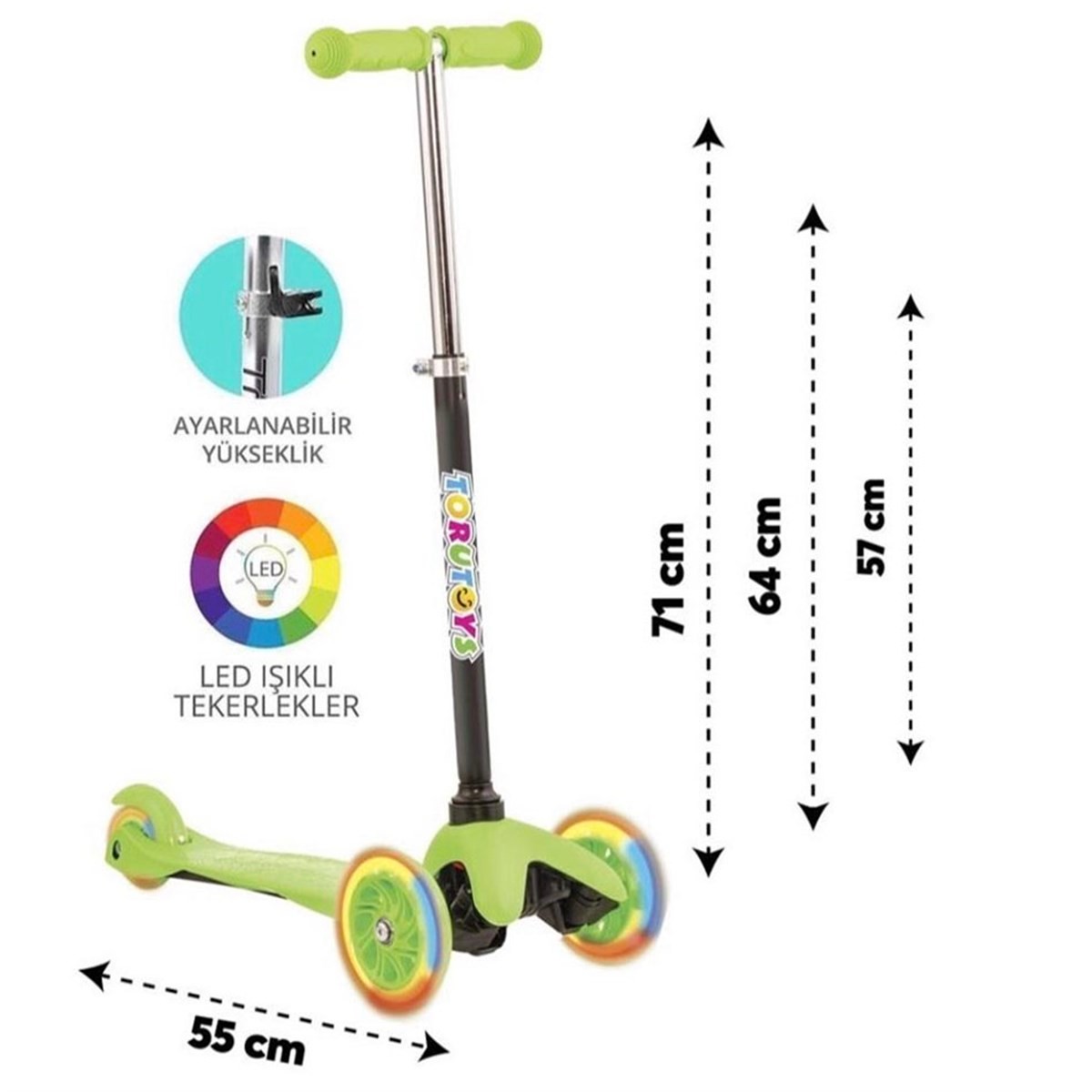 Torutoys Twist Işıklı Scooter - Ayarlanabilir Direksiyon