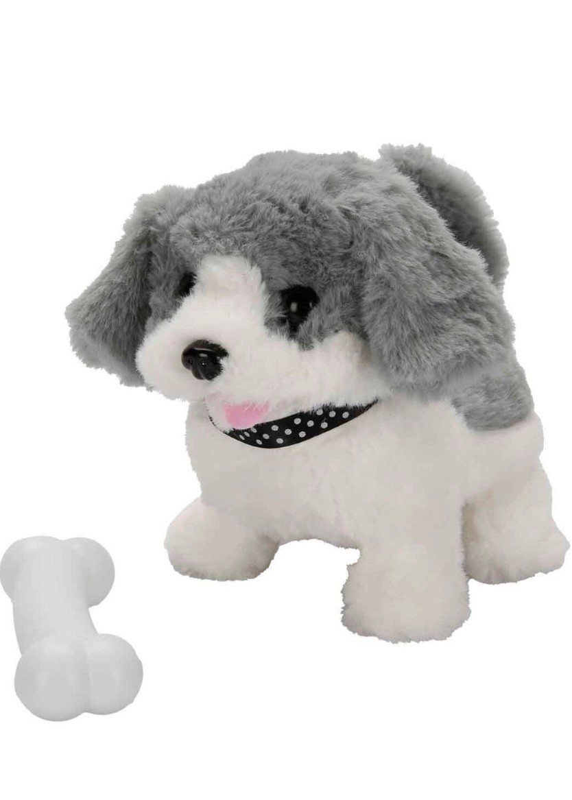 Sesli ve Hareketli Gri Peluş Köpek
