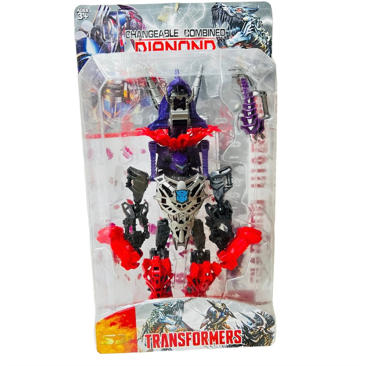 Transformer Optimus Robota Dönüşen Dinazor Oyuncak - Kırmızı