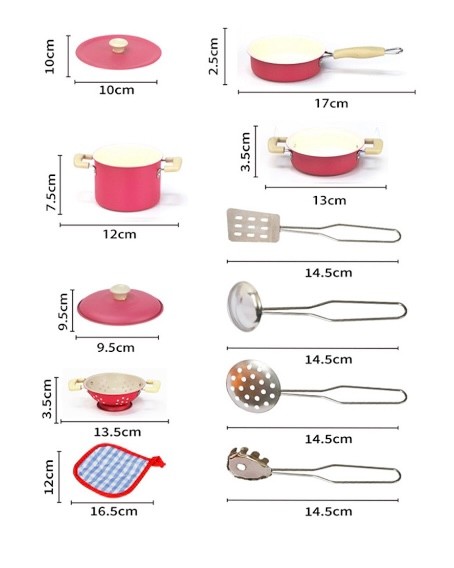 Pembe Metal Tencere Tava Oyun Seti 11 Parça