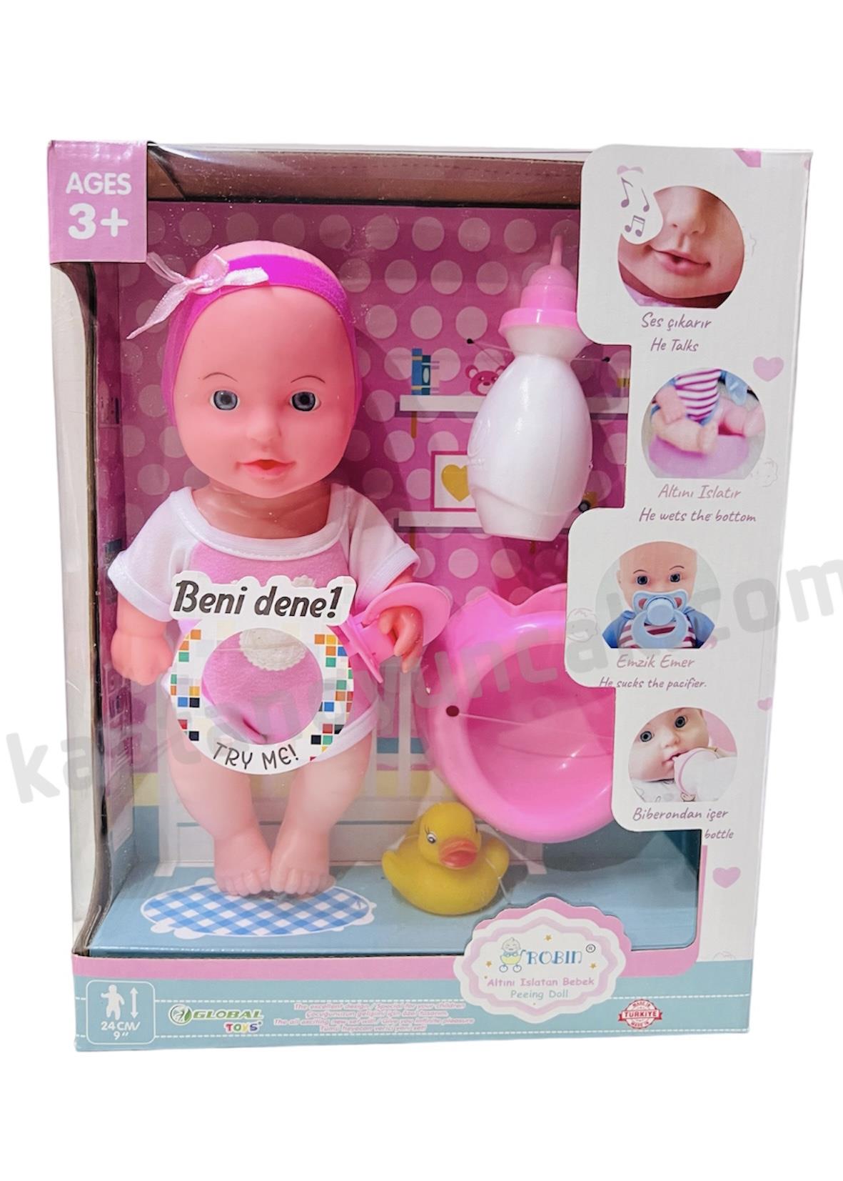 Global Altını Islatan Sesli Bandanalı Robin Bebek