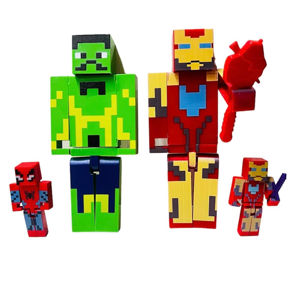 Minecraft Örümcek Adam İron Man Hulk Figür Oyuncak 15 Parça
