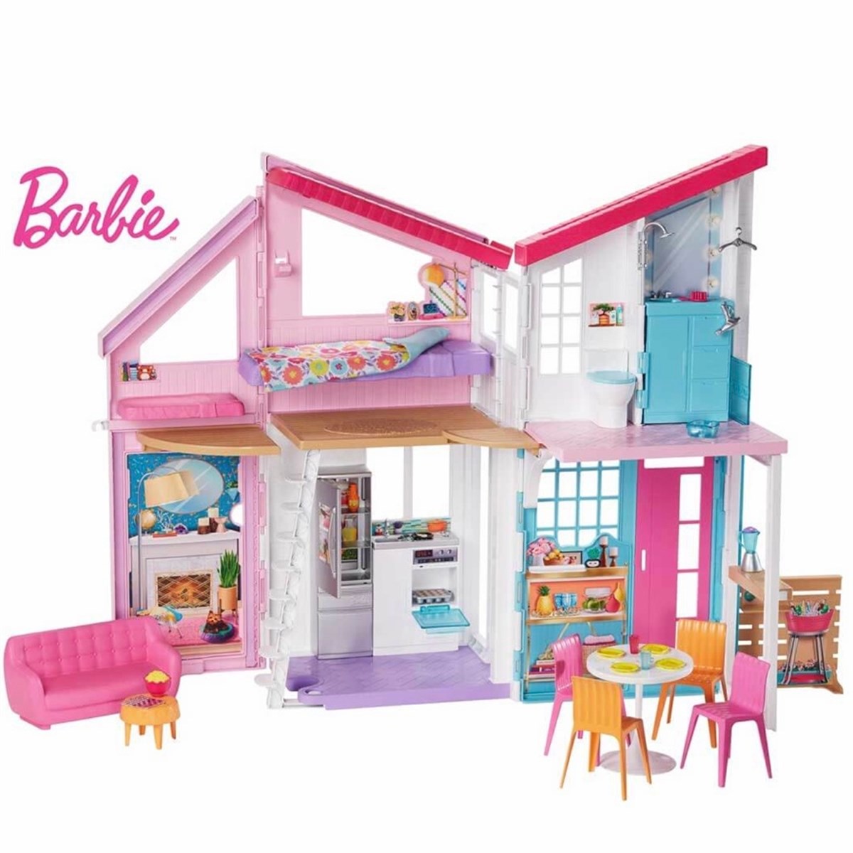 Barbie'nin Muhteşem Malibu Evi - Pembe Kutu - 6 Odalı