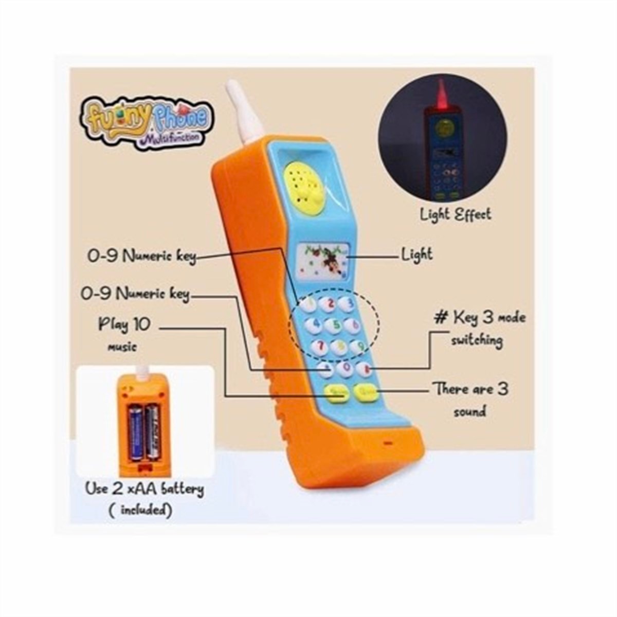 Kayyum Sesli Işıklı Eğitici Telefon - Eğitici Oyuncak Telefon