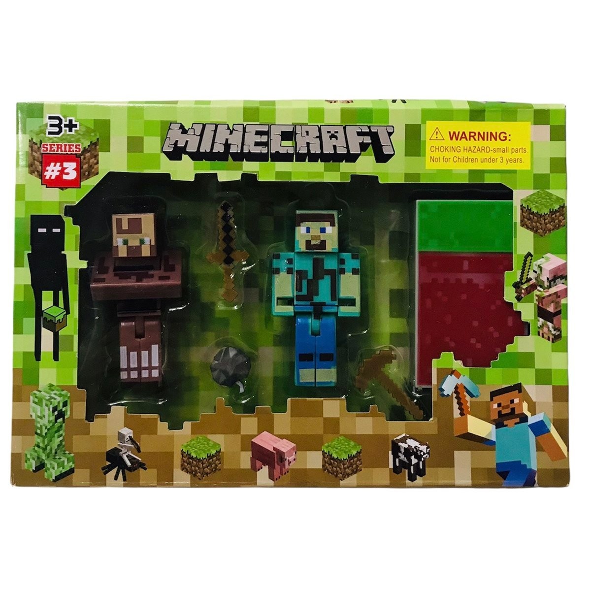 Minecraft Oyuncak Figürleri 3 Figür 6 Parça Oyuncak Seti