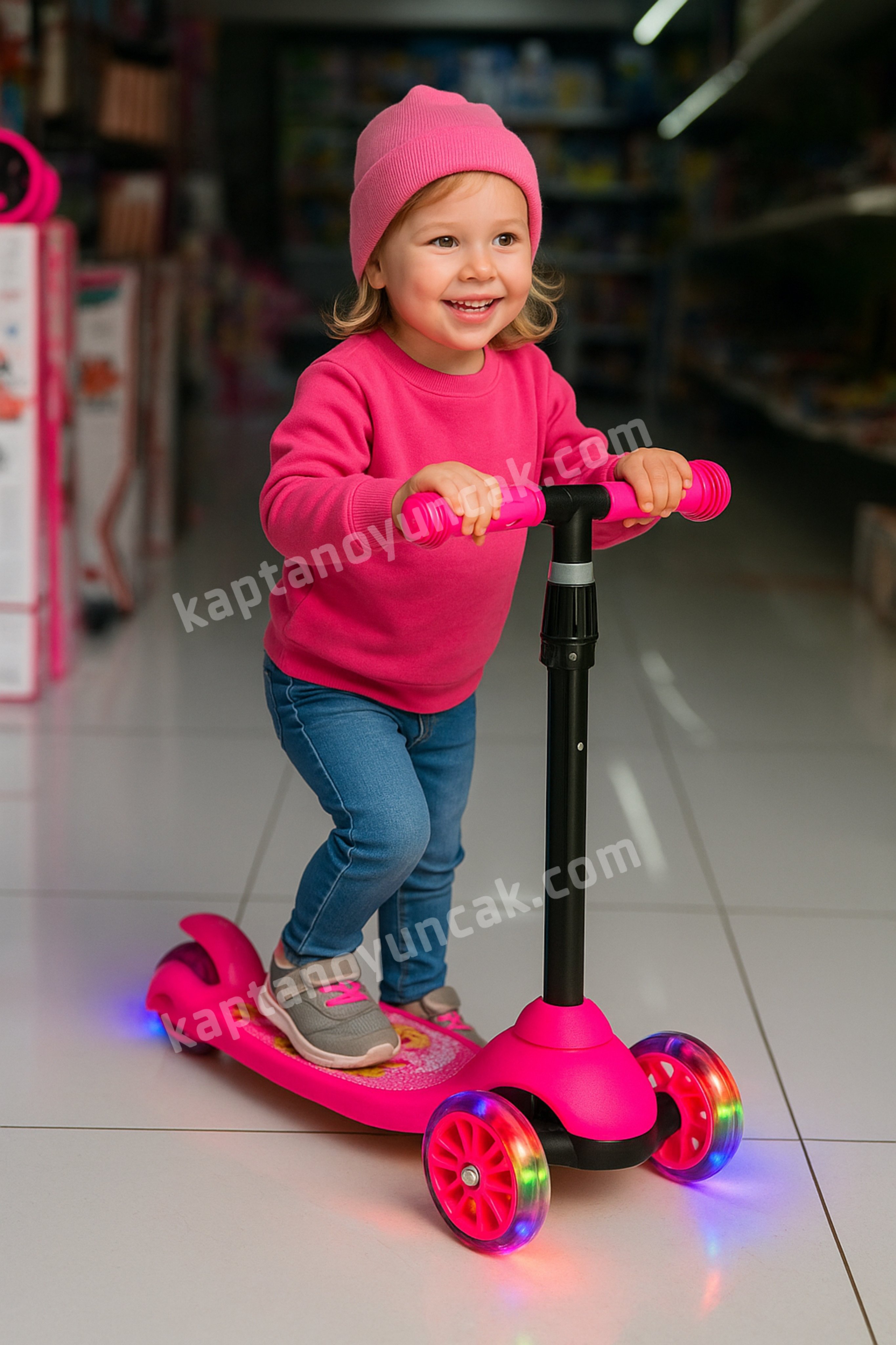 Işıklı Scooter Ayarlanabilir Direksiyon Max 55 Kg 