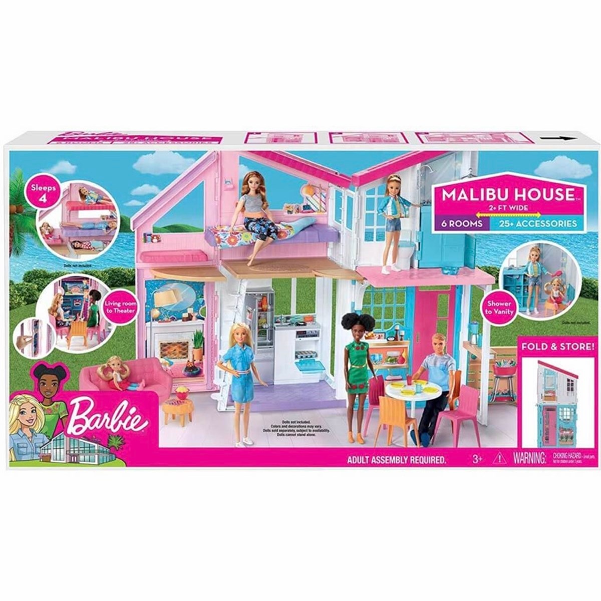 Barbie'nin Muhteşem Malibu Evi - Pembe Kutu - 6 Odalı