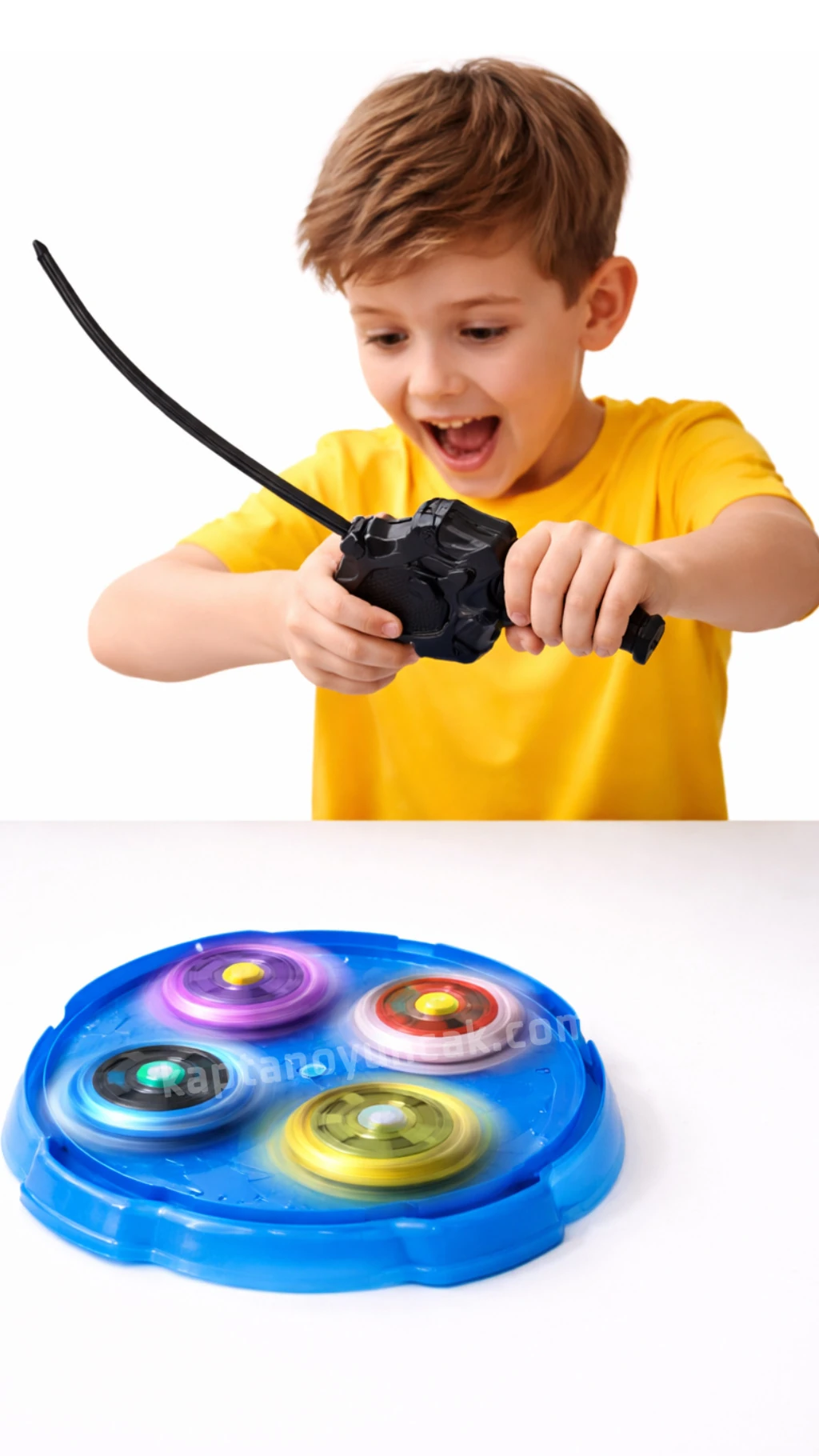 B＋COM PLAY Metal Beyblade Fırlatma 4'lü Oyuncak Kiti Çek Bırak Fırlat Oyun Seti