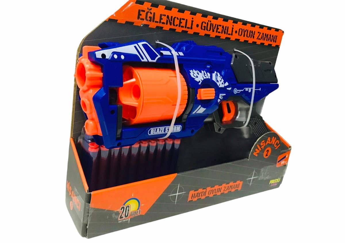 Prestij Nerf Sünger Atan Yumuşak Mermi 20 Hazneli Oyuncak Tabanca