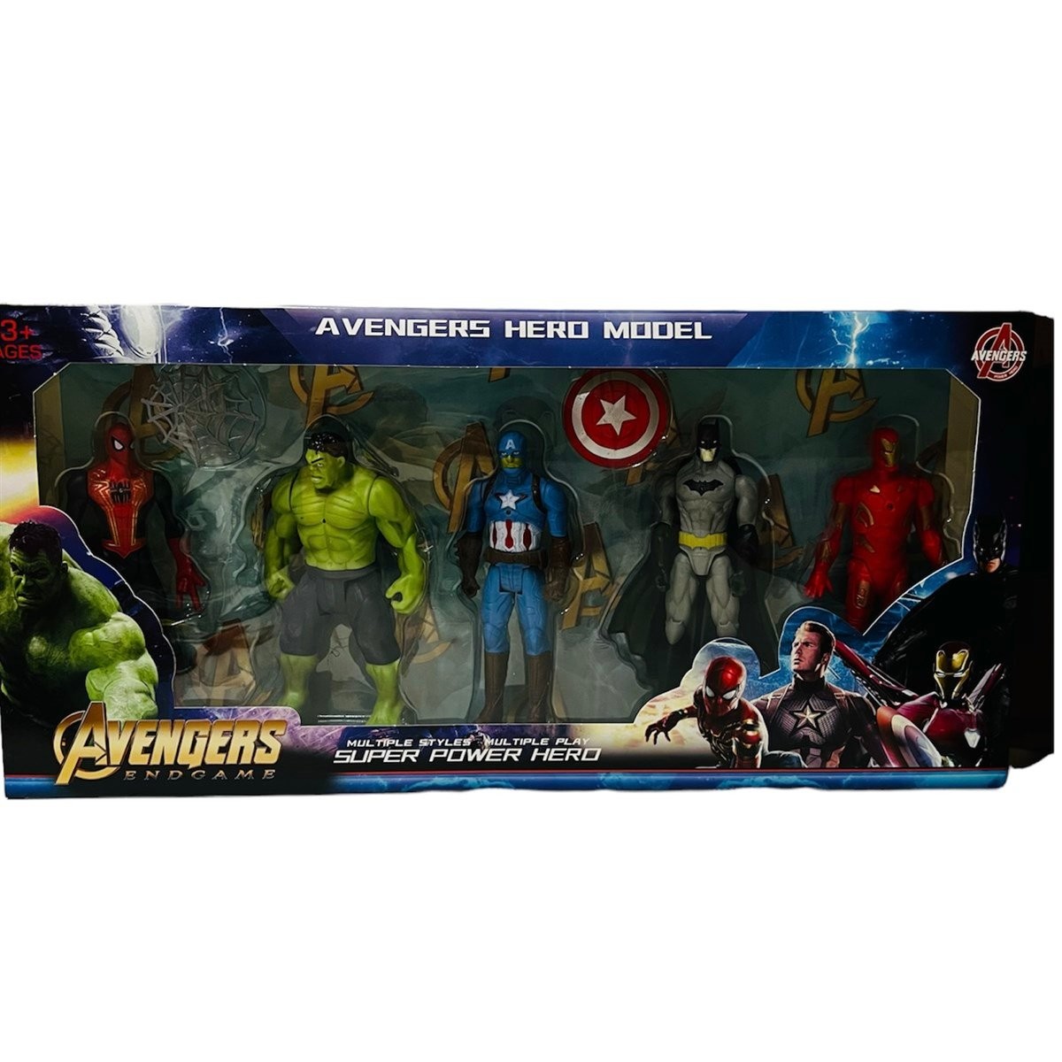 Avengers Işıklı Örümcek Adam Hulk Kaptan Amerika Batman İron Man 5'li Oyun Seti - Süper Kahramanlar