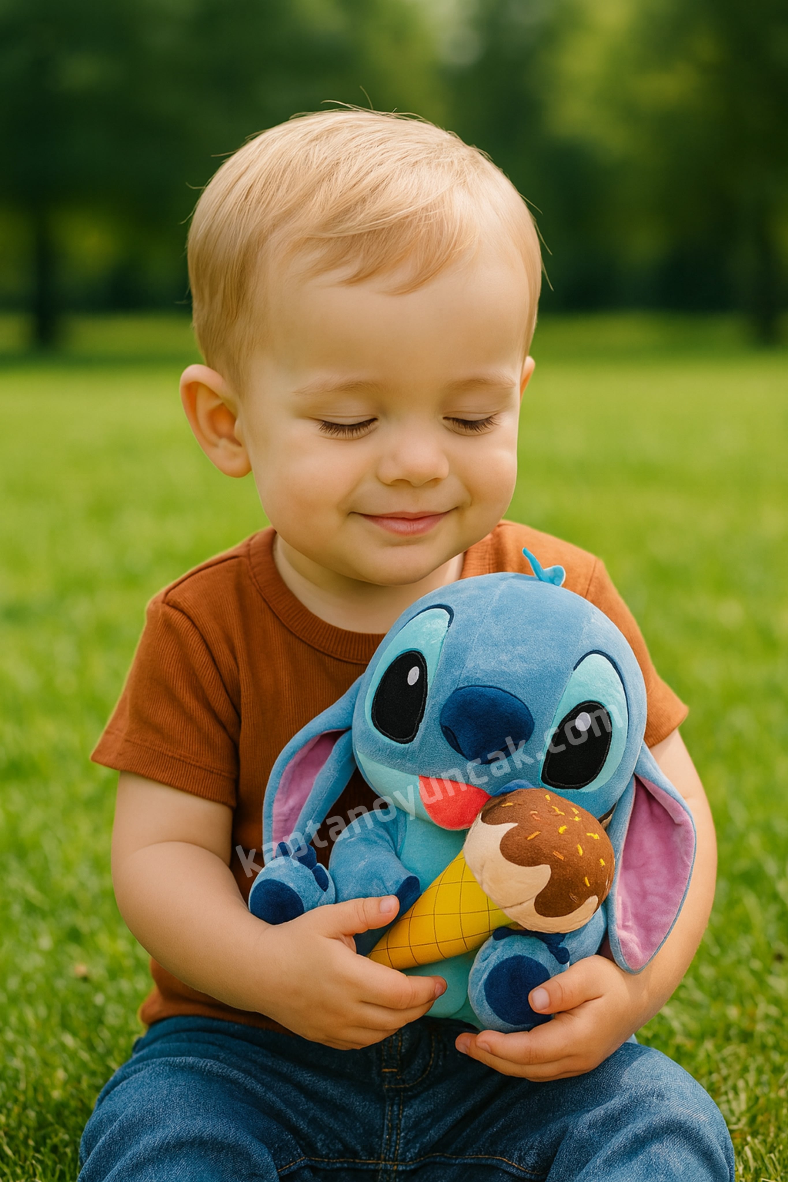 Lisanslı Dondurma Yiyen Peluş Stitch 25 Cm