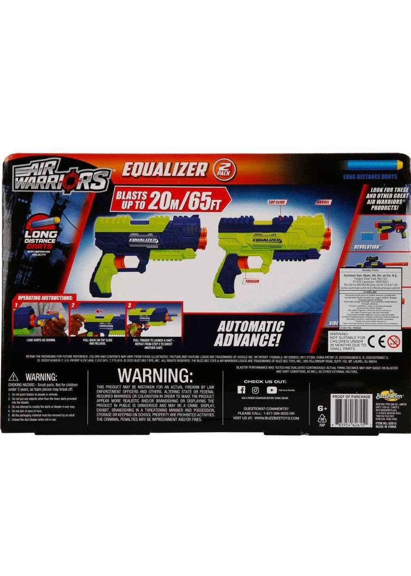 Air Warriors Equalizer 10 Mermili 2’li Sünger Dart Atan Nerf Silah