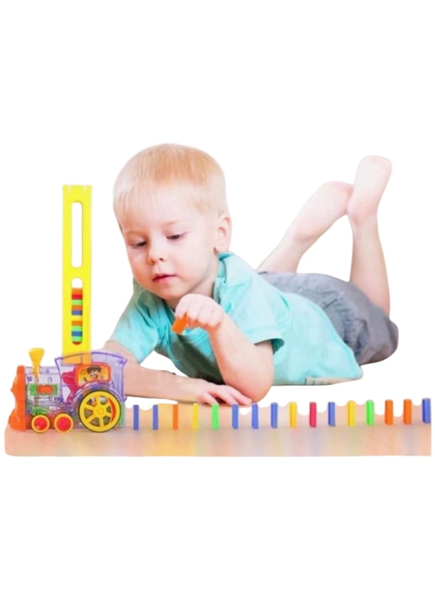 Domino Taşı Dizen Pilli Tren - Renkli Domino Taşları Dizen Tren