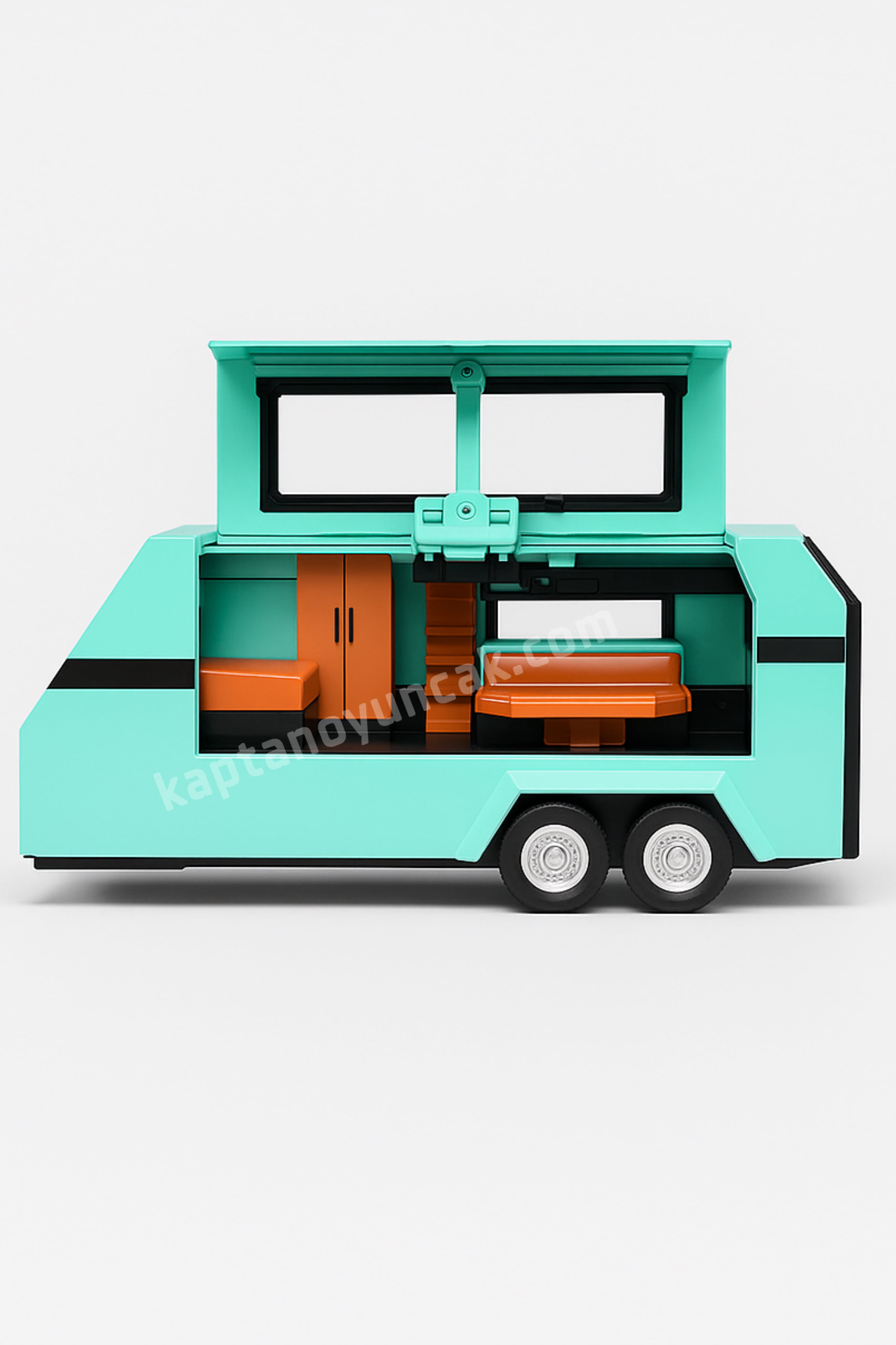 Çek Bırak Sesli Işıklı Metal Tesla Cybertruck ve Karavan