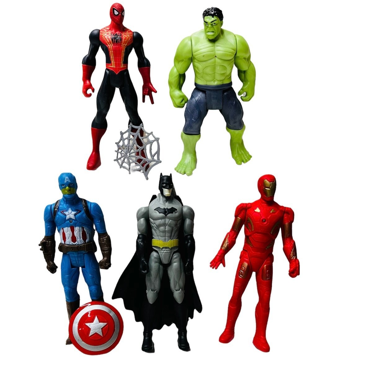 Avengers Işıklı Örümcek Adam Hulk Kaptan Amerika Batman İron Man 5'li Oyun Seti - Süper Kahramanlar