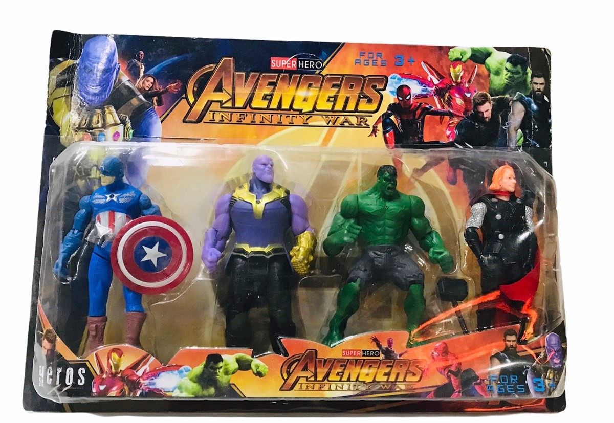 Avengers Süper Kahramanlar Kaptan Amerika Thanos Hulk Thor  4 lü Oyuncak