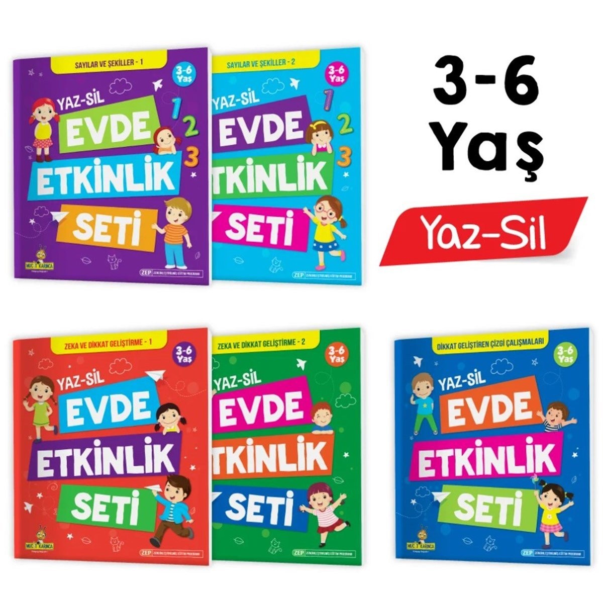 3-6 Yaş Evde Etkinlik Seti (Çizgi Çalışmaları, Sayılar, Geometrik Şekiller, Mantık Soruları, Dikkat Geliştirme)