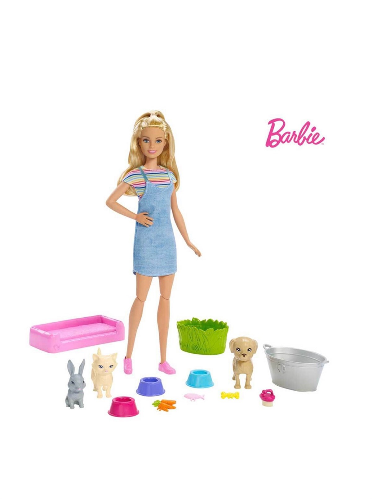 Barbie ve Hayvanları Banyo Eğlencesinde Oyun Seti