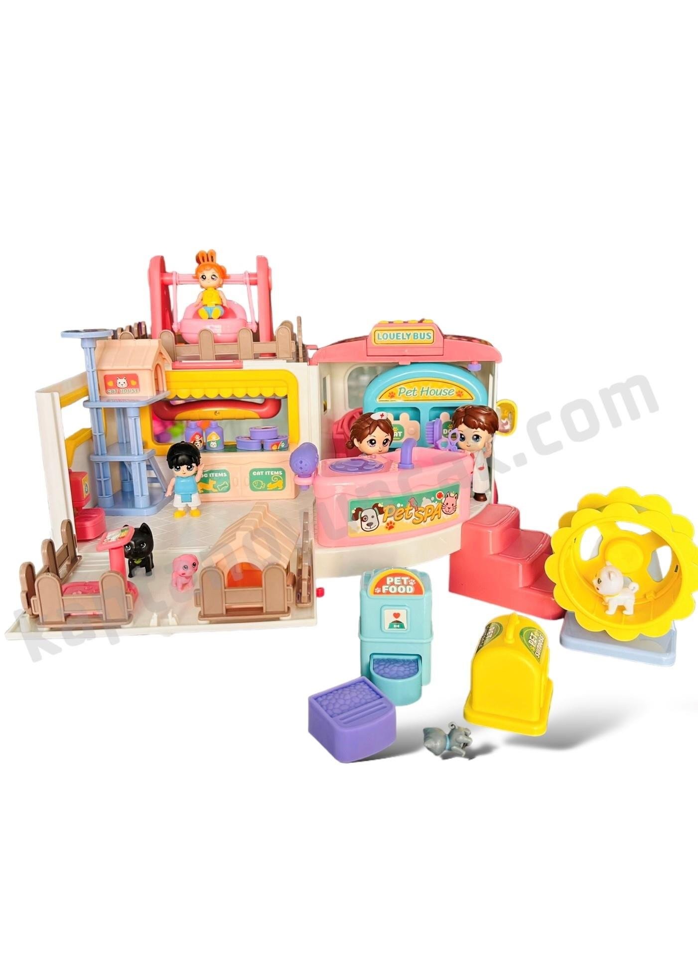 Vardem Büyük Boy Sesli Işıklı Aksesuarlı Veteriner Karavan Pet House