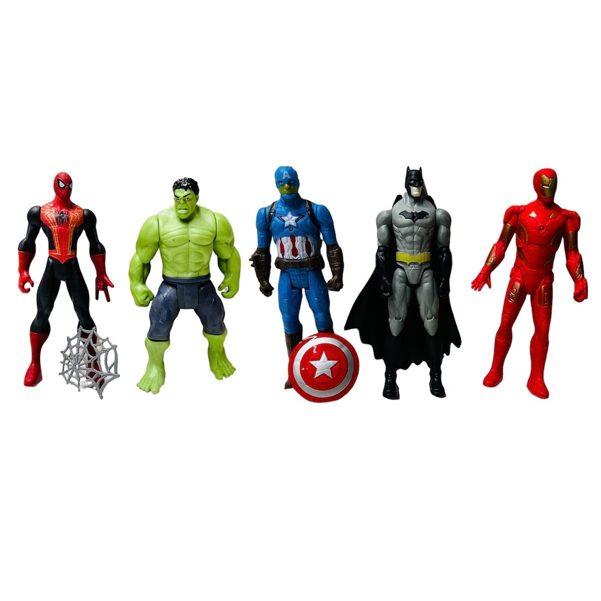 Avengers Işıklı Örümcek Adam Hulk Kaptan Amerika Batman İron Man 5'li Oyun Seti - Süper Kahramanlar