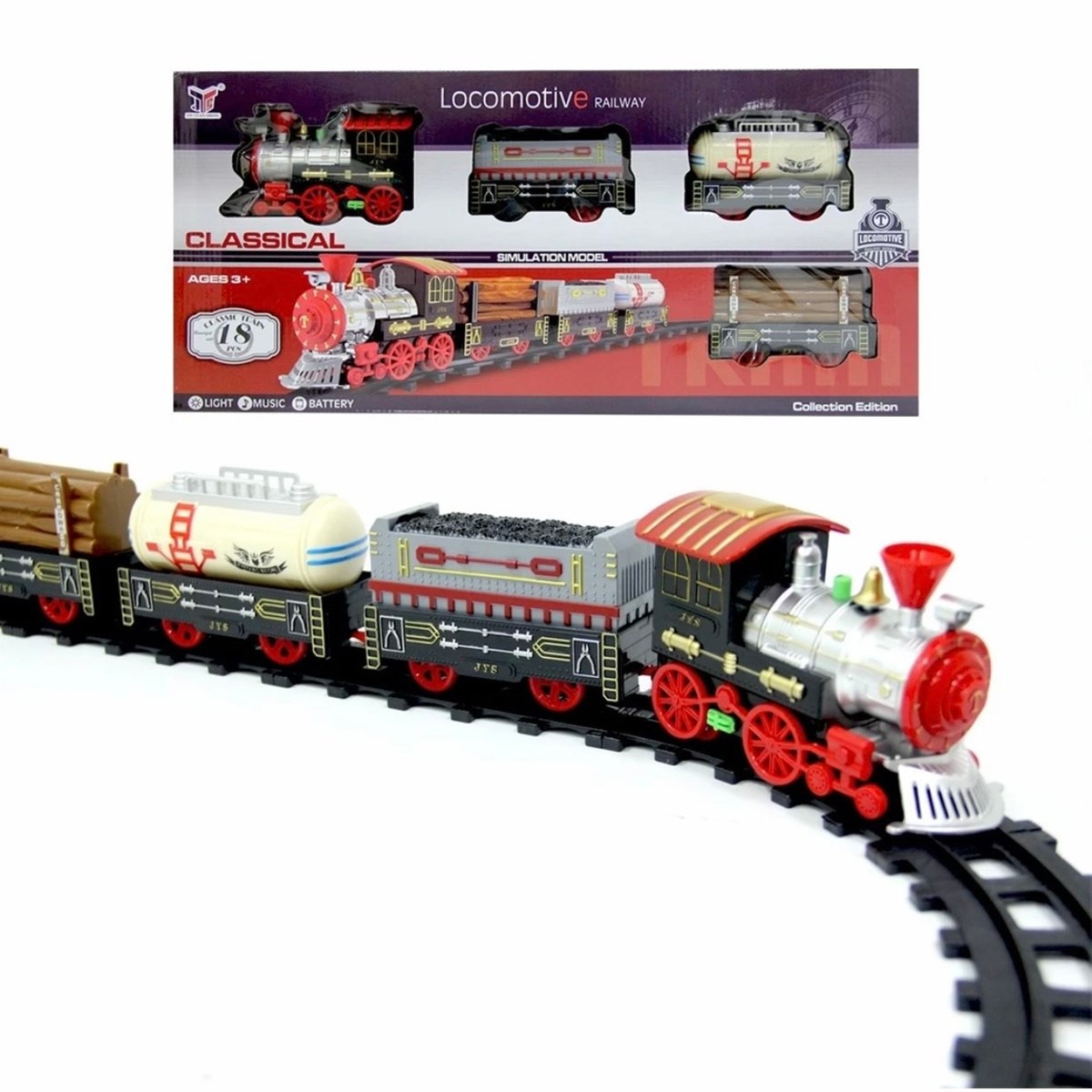 Can Pilli Tren Seti Büyük Vagonlar 18 Parça Oyuncak
