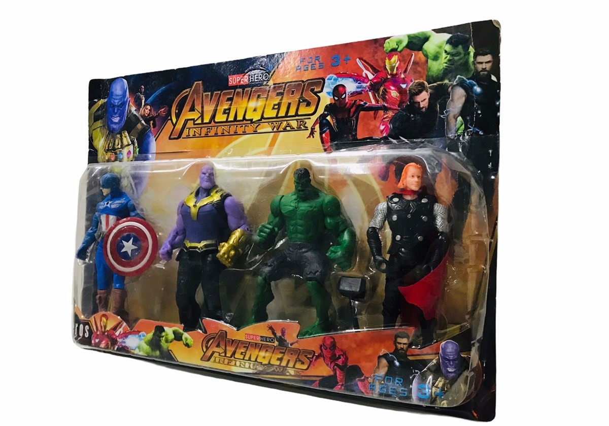 Avengers Süper Kahramanlar Kaptan Amerika Thanos Hulk Thor  4 lü Oyuncak
