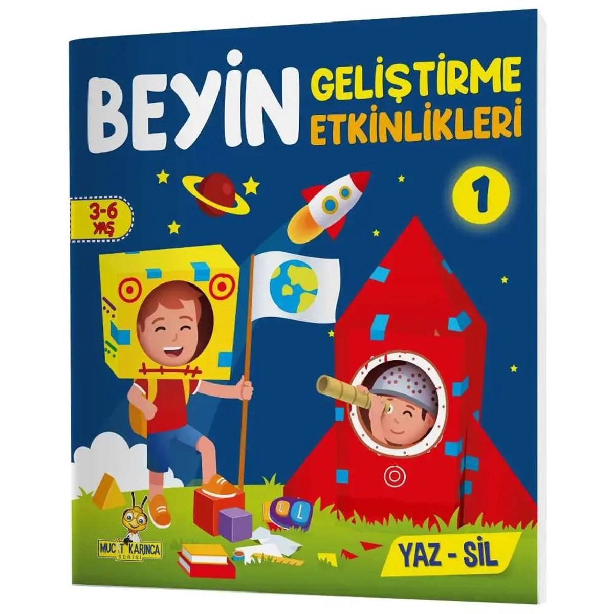 3-6 Yaş Beyin Geliştirme Etkinlikleri YAZ-SİL Kitaplar (Zeka Testleri, Dikkat Geliştirme, Kalem Tutma Becerisi, Mantıksal Düşünme, Bilişsel Beceriler)