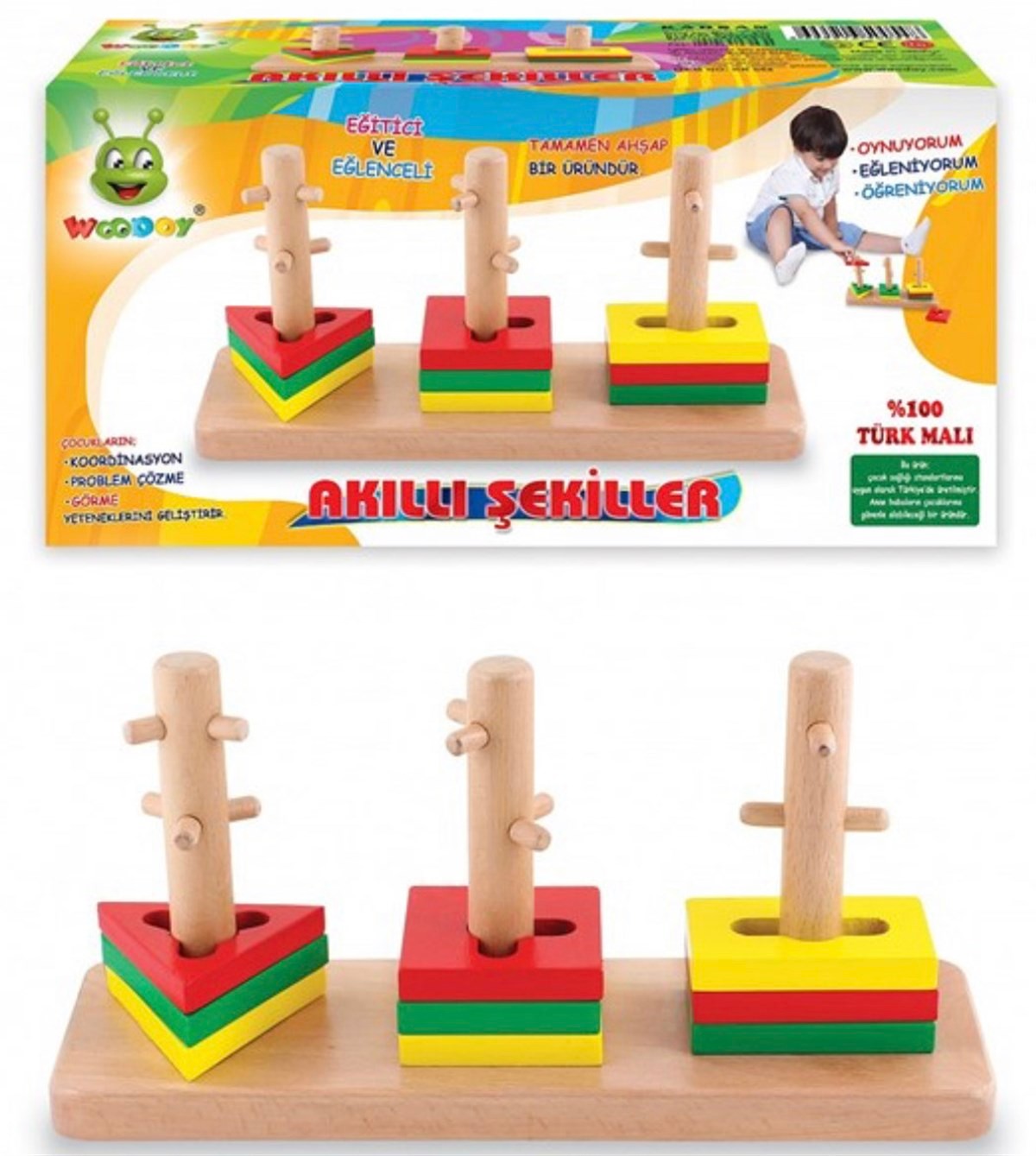 Woodoy Ahşağ Eğitici Öğretici Akıllı Şekiller