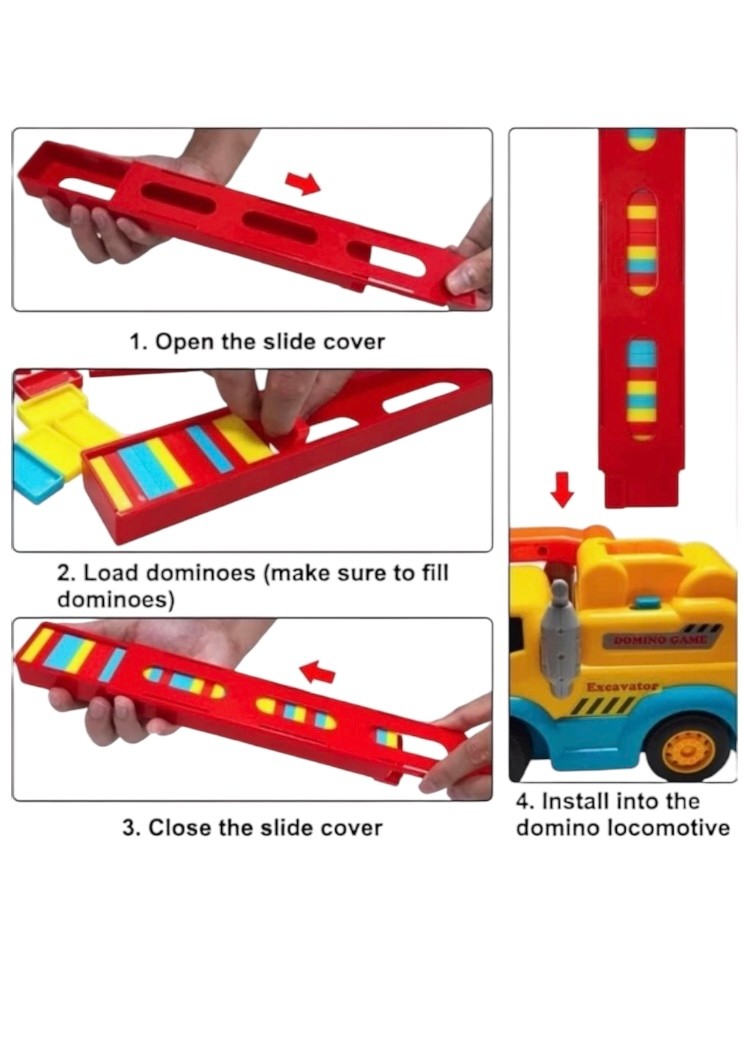 Domino Taşı Dizen Pilli Tren - Renkli Domino Taşları Dizen Tren