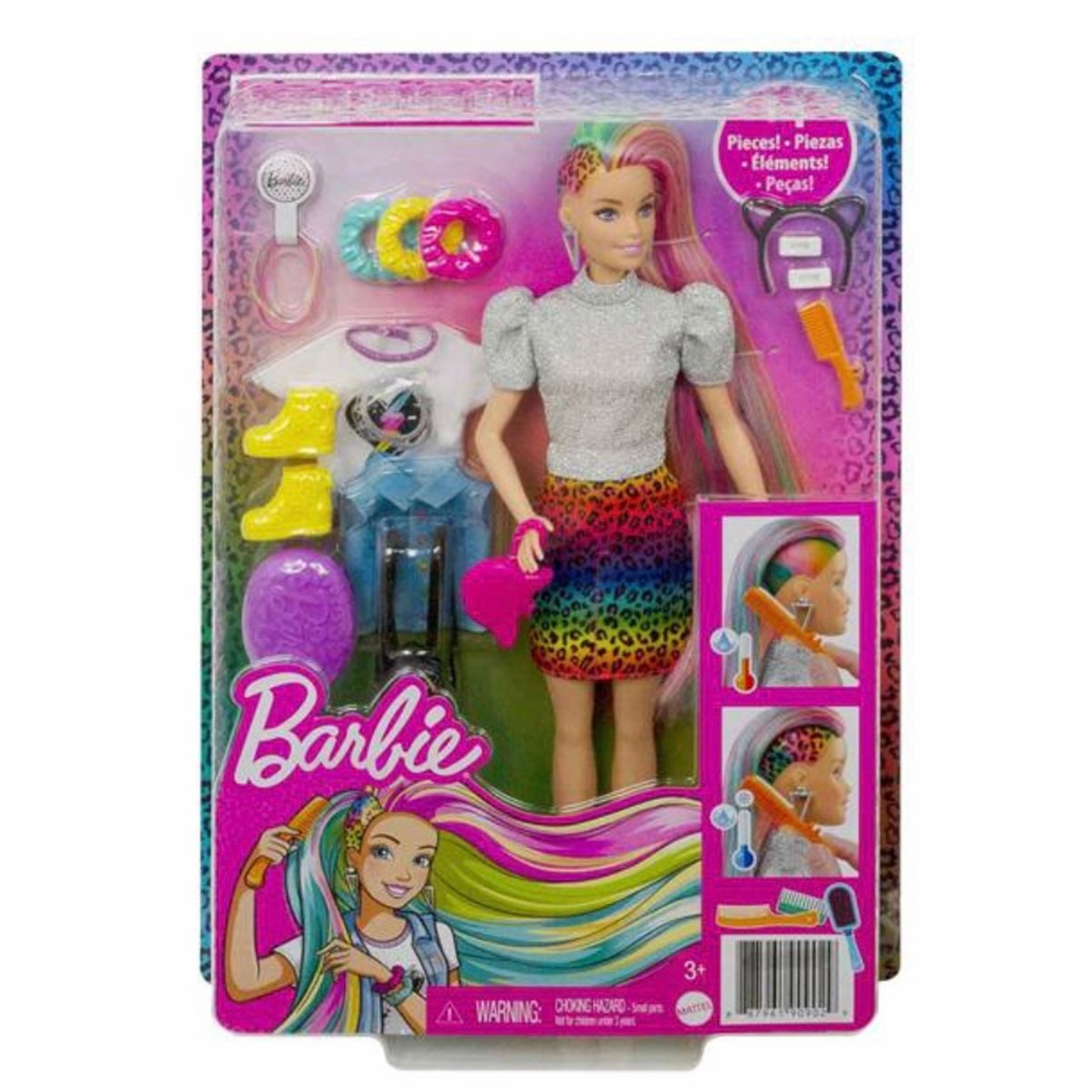 Barbie Leopar Desenli Saçlar Bebeği GRN81