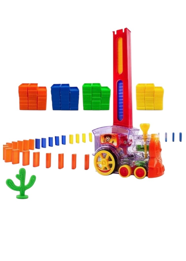 Domino Taşı Dizen Pilli Tren - Renkli Domino Taşları Dizen Tren